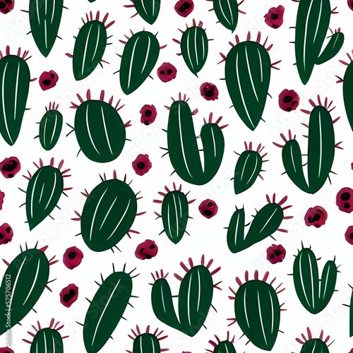 Seamless cactus pattern created with generative ai technology