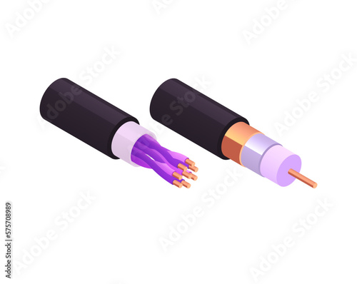 Internet Cord Isometric Composition