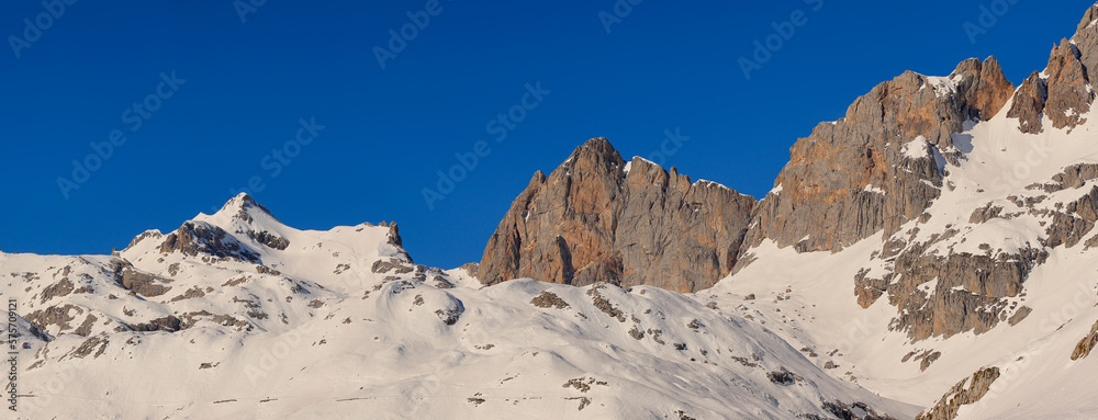Tesorero Peak, Tower of Horcados Rojos and Bustamante Needle on Picos de Europa