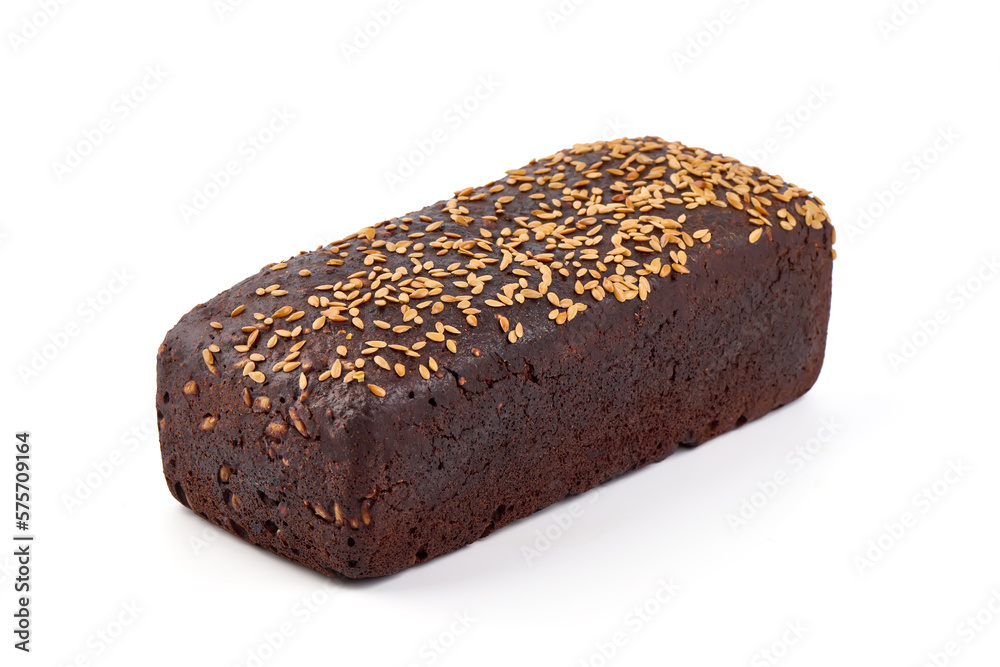 Rye bread with seeds, isolated on white background. Rye bread with seeds, isolated on white background.