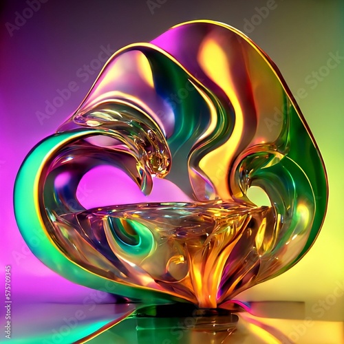 Iridescent Holographic 3D Render Object: Abstract and Futuristic Design photo