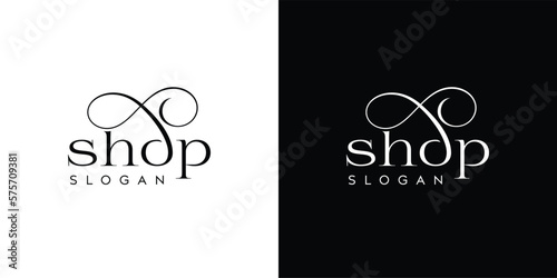 Abstract Shop name logo design, shop lettering logo design, goods shop vector logo design template