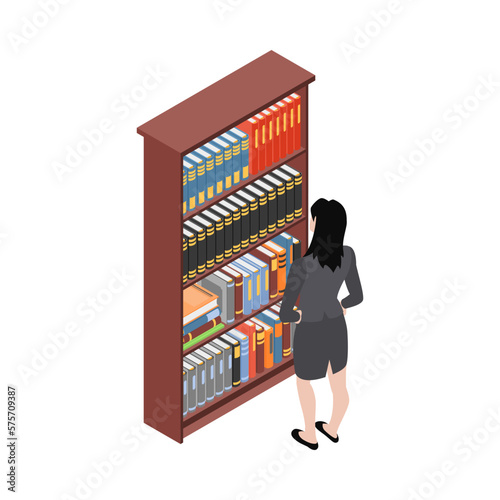 Book Cabinet Isometric Composition