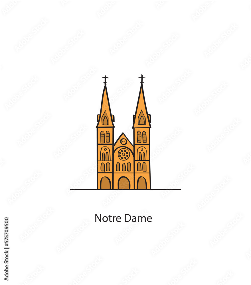 Saigon Notre Dame Cathedral vietnam hand drawing vector illustration Saigon Notre Dame Cathedral vietnam hand drawing vector illustration