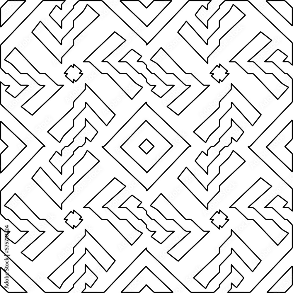 Monochrome ornamental texture with smooth linear shapes, zigzag lines, lace pattern.Abstract geometric black and white pattern for web page, textures, card, poster, fabric, textile. Monochrome ornamental texture with smooth linear shapes, zigzag lines, lace pattern.Abstract geometric black and white pattern for web page, textures, card, poster, fabric, textile.