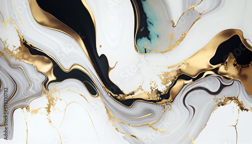 Abstract white marble texture with black splashes, gray luxury background © Alina