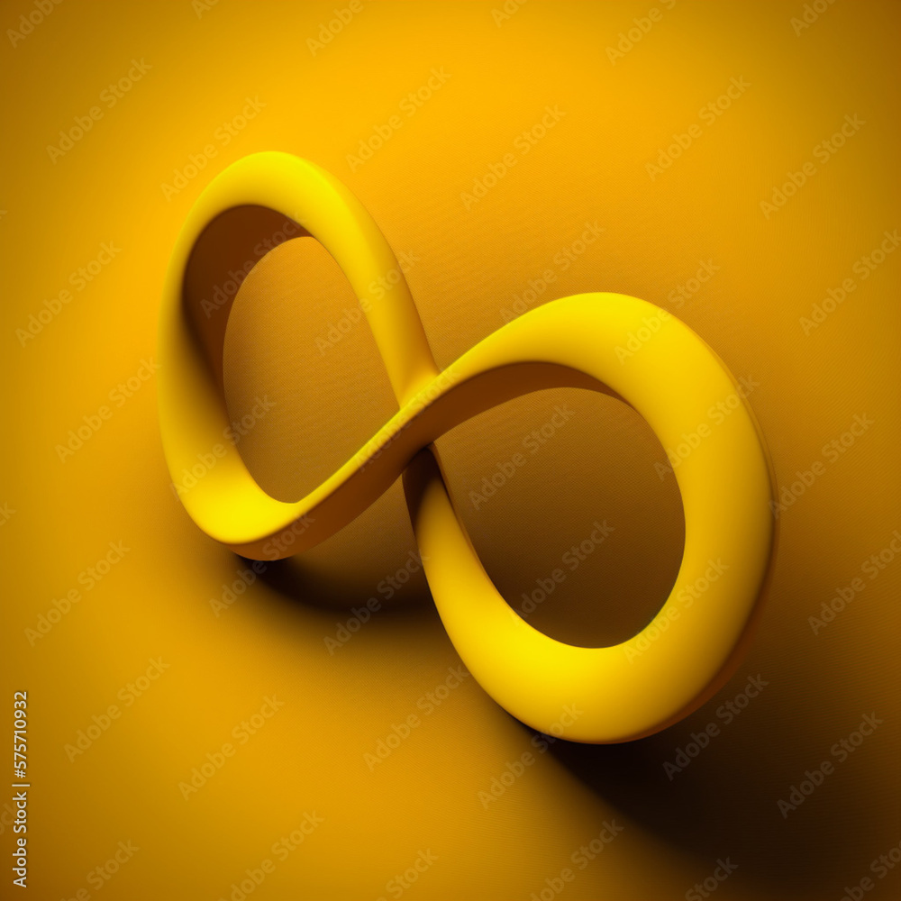 Infinity sign on a yellow background. Generative AI. Infinity sign on a yellow background. Generative AI.