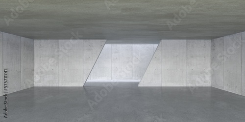 Empty concrete space interior with sunlight and shadow, 3d rendering