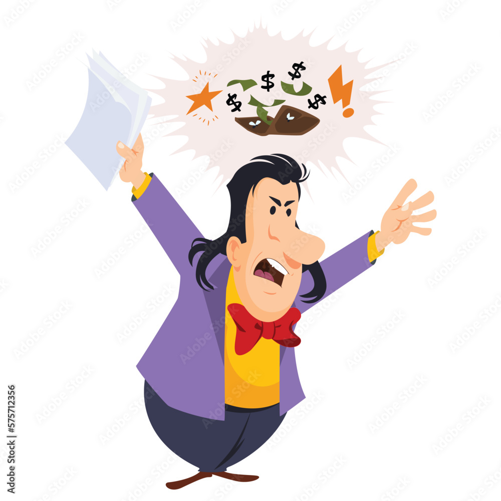 Angry businessman swears at loss of money. Illustration for internet and mobile website. Angry businessman swears at loss of money. Illustration for internet and mobile website.