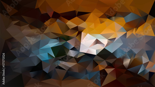 vector abstract irregular polygon background - triangle low poly pattern - color brown rusty orange blue
