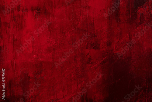 Attractive fantasy painting in dark red. Hand drawn oil or acrylic painting texture. New stylish abstract art background. Oil painting on canvas in contrast red tones. Fragment of red artwork.