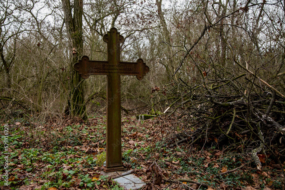 Old and abandoned evangelical cemetery in the forest Old and abandoned evangelical cemetery in the forest