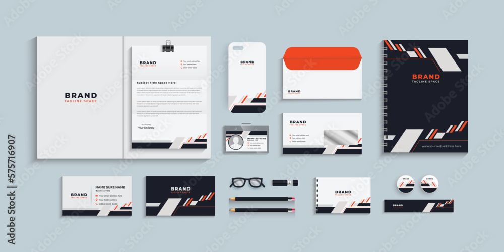 corporate identity template with digital elements. Vector company style for brand book and guideline. minimal, modern design, 