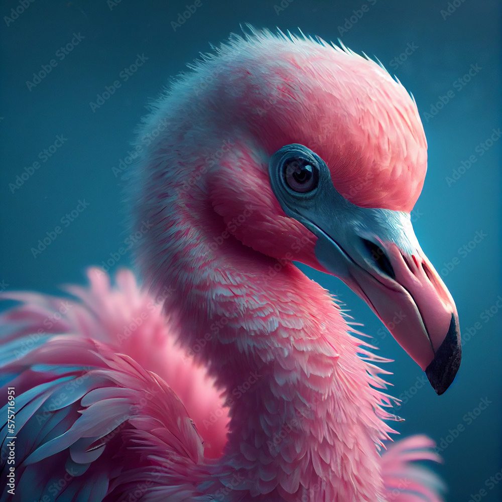 Pink Flamingo. Wildlife animal scene from nature. Flamingo in nature  habitat. Beautiful water bird. Ai Generative Illustration Stock | Adobe  Stock