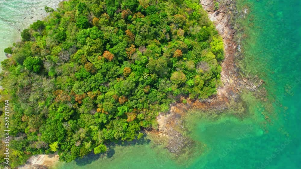 Capture the mesmerizing beauty of a green island, adorned with sandy beaches and rocks, and surrounded by crystal-clear turquoise waters with a drone. (Krabi Province, Southern Thailand). 4K UHD
Capture the mesmerizing beauty of a green island, adorned with sandy beaches and rocks, and surrounded by crystal-clear turquoise waters with a drone. (Krabi Province, Southern Thailand). 4K UHD