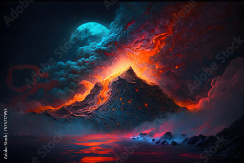 Cosmic ocean of lava, oil paint, made with Generative AI