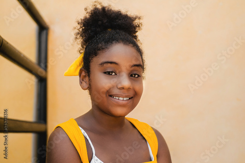 Принти на полотні Little black girl smiling with white teeth.
