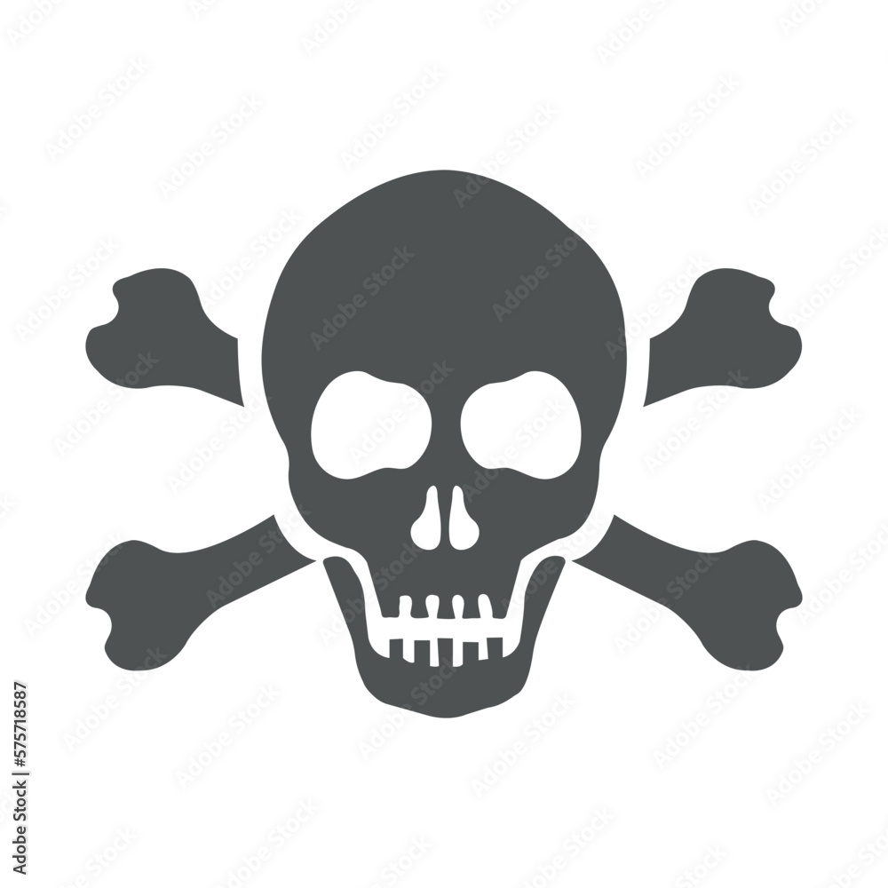 Crossbones and skull death flat vector icon for apps and games Crossbones and skull death flat vector icon for apps and games