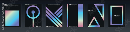 Fotografija Collection of black holographic covers, templates, backgrounds, placards, brochures, banners, flyers and etc