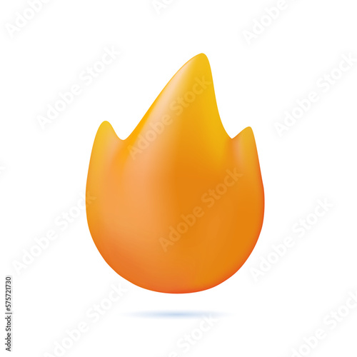 3D red fire icon emoji. Cartoon fire realistic 3d design symbol. Icon for web, app vector icon isolated white background