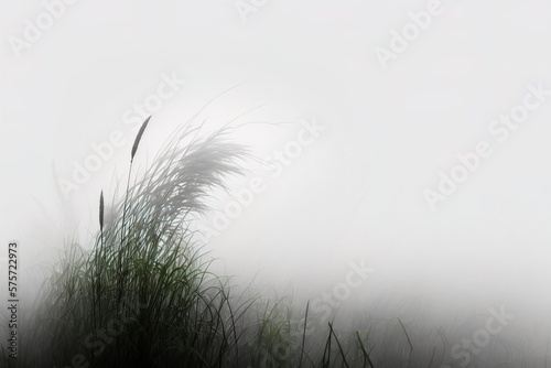 A grass with white foggy background