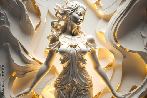 Statue of a beautiful woman made of gold and white marble © Alcuin