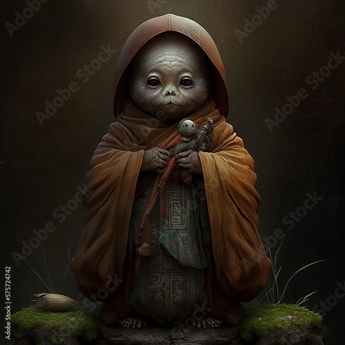 Japanese mythology. Japanese mythological god Jizo. Created with Generative AI technology.