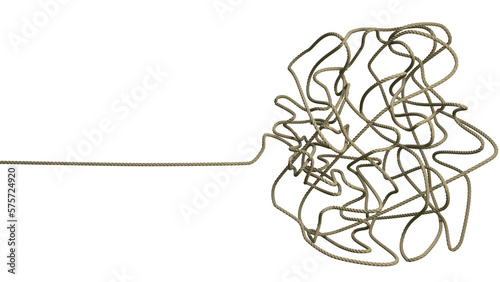 Φωτογραφία Tangled rope. confusion and mental stress concept. 3d rendering
