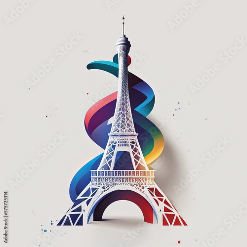 Concept logo of Paris 2024 Olympics isolated on white background. Generative AI.