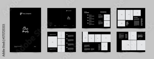 black photography album brochure  portfolio layout template 