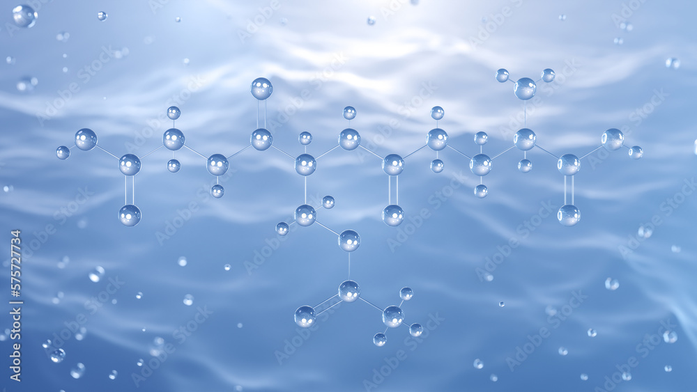s-acetylglutathione molecular structure, 3d model molecule, acetyl-l-glutathione, structural chemical formula view from a microscope