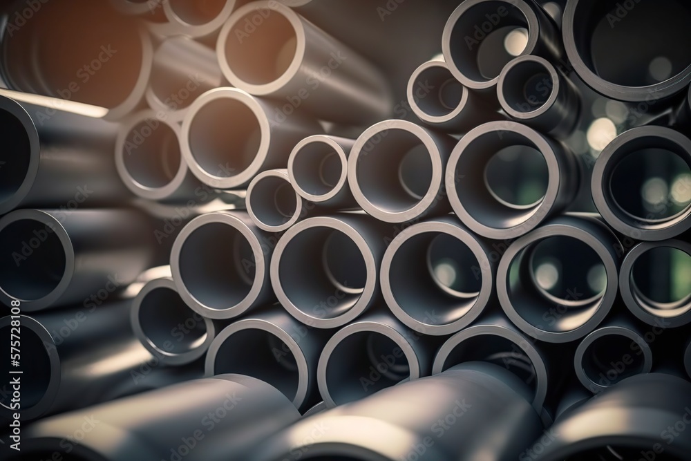 illustration, gray industrial steel pipes with blurred background, ai generative illustration, gray industrial steel pipes with blurred background, ai generative