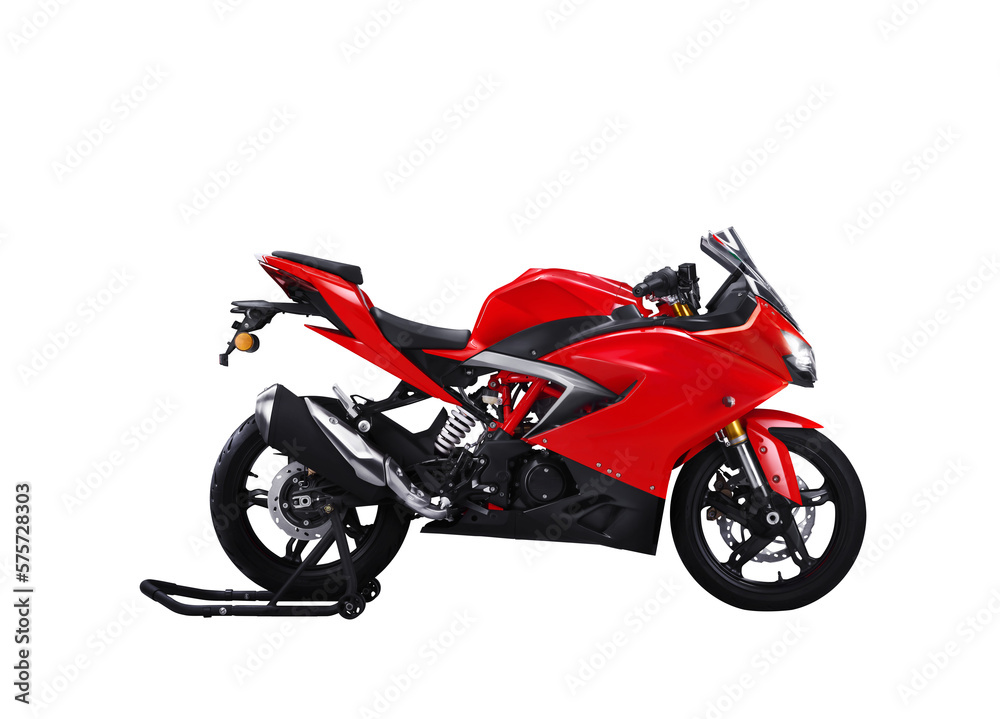 Indian red motorcycle or superbike on white background