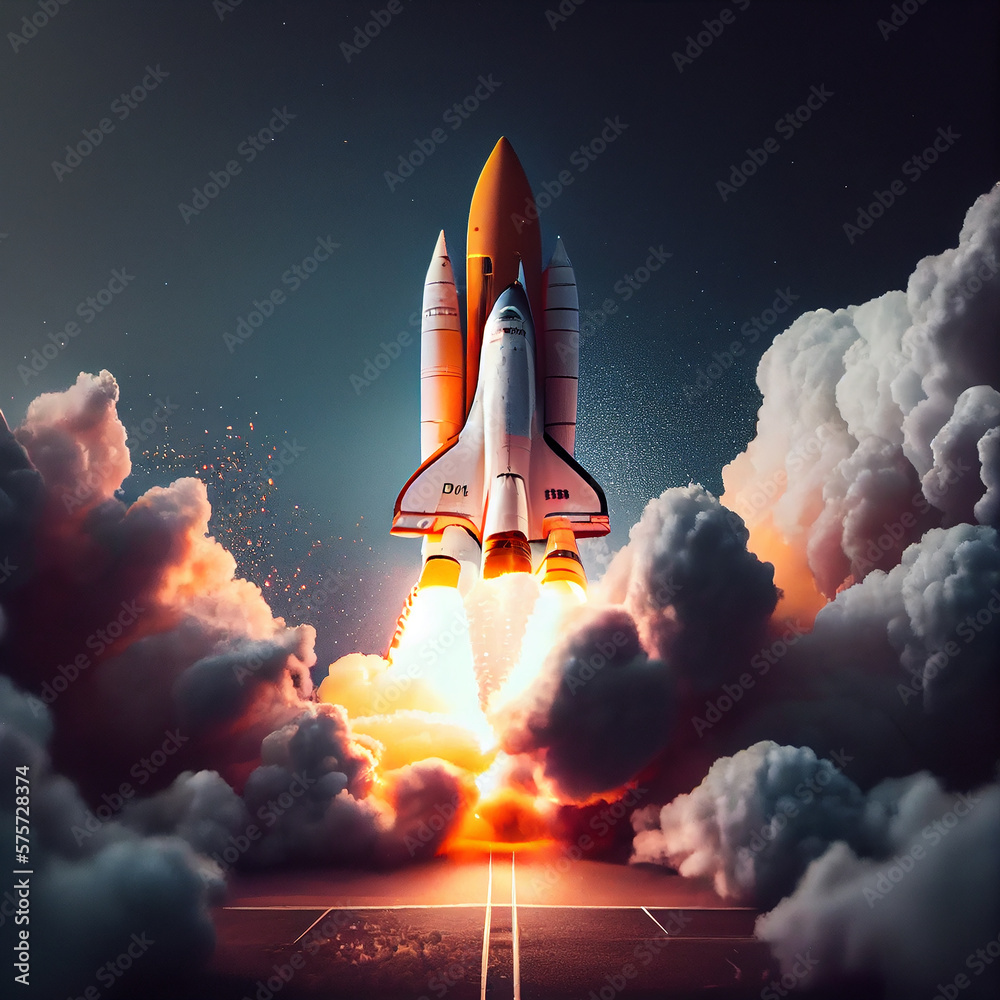 Fototapeta premium business growth rocket illustration,generative ai