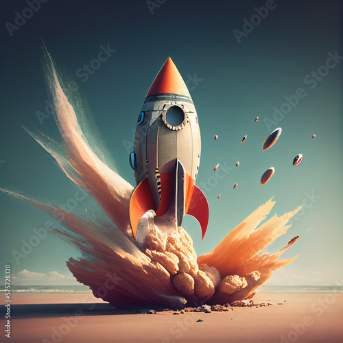 business growth rocket illustration,generative ai