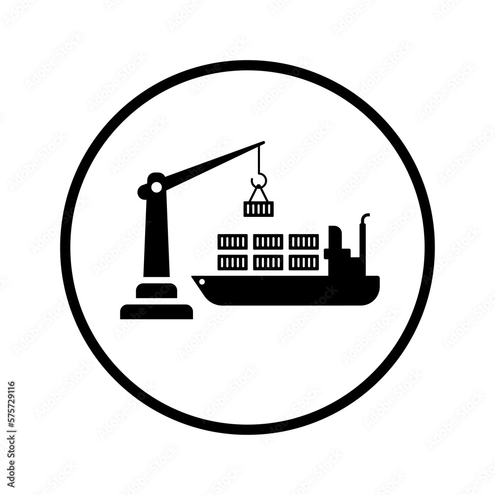 Naklejka premium Cargo, container, delivery icon. Black vector graphics.