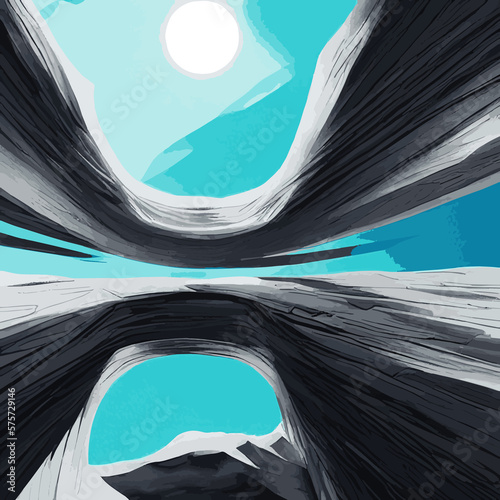 Canyon landscape background. Panoramic landscape with desert mountains on transparent background. Vector illustration in flat cartoon style.