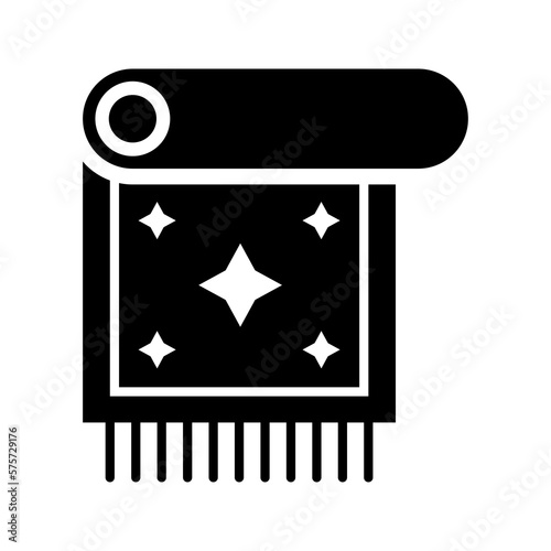 Carpet, fabric, floorcloth icon. Black vector graphics. photo