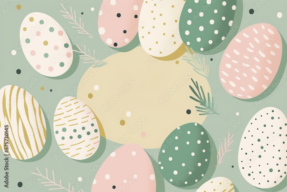 Happy Easter banner. Trendy Easter design with typography, hand painted strokes and dots, eggs and bunny in pastel colors. Happy Easter banner. Trendy Easter design with typography, hand painted strokes and dots, eggs and bunny in pastel colors.