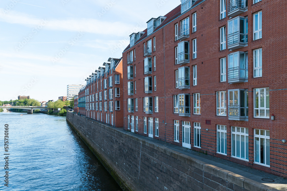 Naklejka premium Historical centre of the medieval Hanseatic City of Bremen, Germany Jily 15, 2021