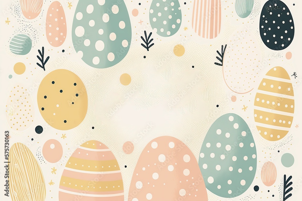 Happy Easter banner. Trendy Easter design with typography, hand painted strokes and dots, eggs and bunny in pastel colors. Happy Easter banner. Trendy Easter design with typography, hand painted strokes and dots, eggs and bunny in pastel colors.