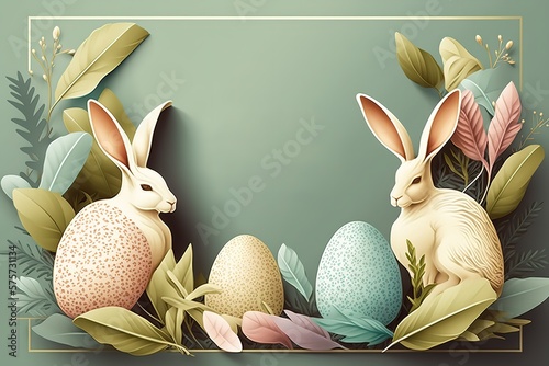Easter poster, background or card with eggs and bunny ears. Vector illustration. stock illustration Easter, Easter Egg, Rabbit - Animal, Vector, Greeting Card