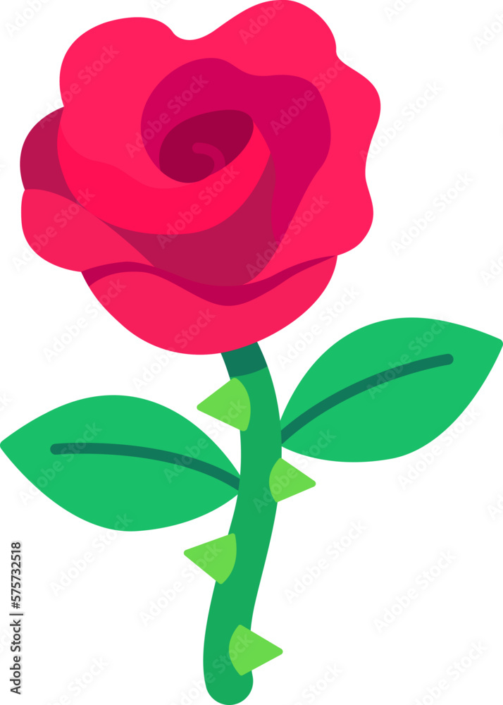 Fototapeta premium Rose Icon Elements Flat Style