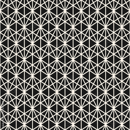 Diamond grid vector seamless pattern. Abstract geometric black and white texture with thin diagonal cross lines, diamonds, rhombuses, triangles, mesh, lattice, grill. Simple background. Repeat design