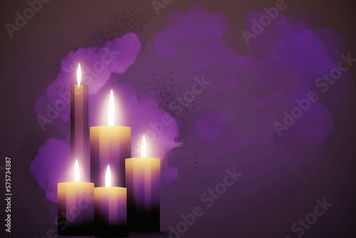 Lent  a season of renewal word and Christian Cross  bible sign on candles light and purple bokeh texture background vector design stock illustration Lent  Candle  Backgrounds  Abstract  Crossing
