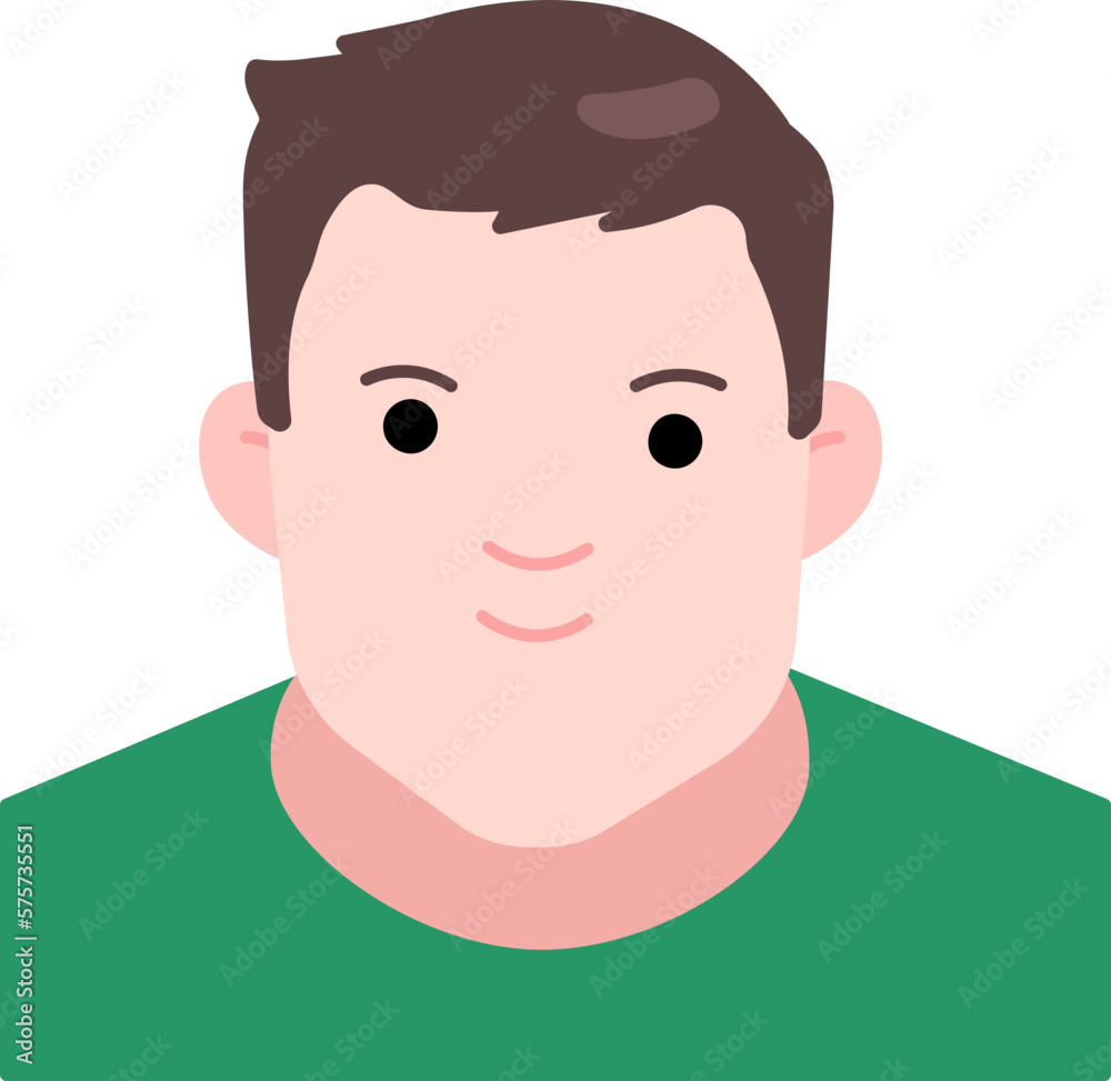 Big man boy avatar User person people green tshirt Flat Style