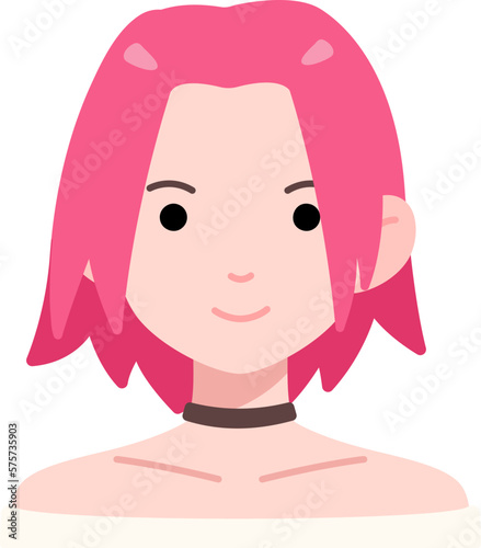 Woman girl avatar User person people pink short hair Flat Style