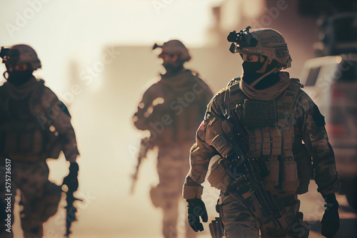 Modern warfare soldiers moving forward ,generative ai