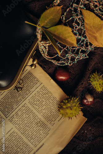still life with flowers and book