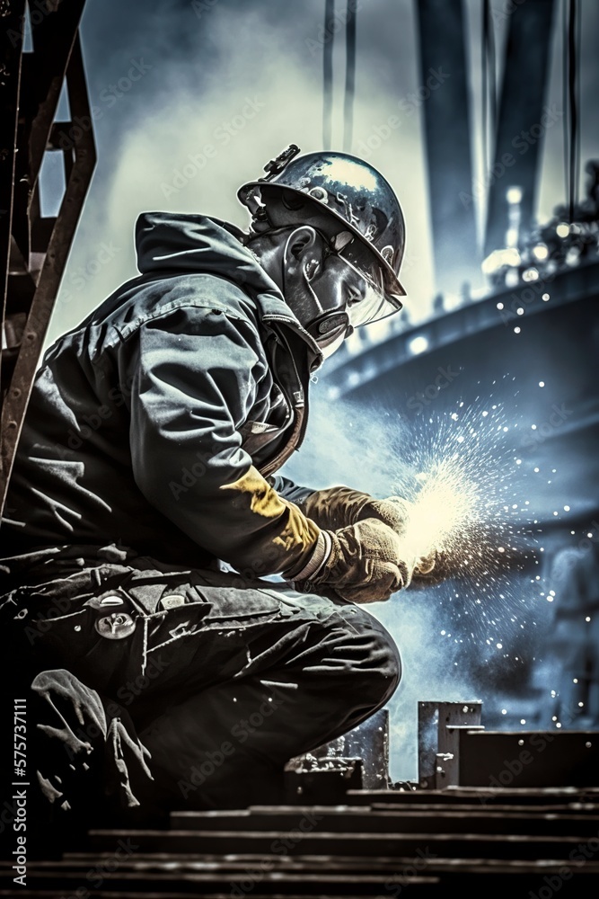 illustration, a man welding,generative ai